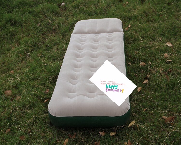 Cheap price single size inflatable air bed mattress for camping built in pillow,packed foot pump