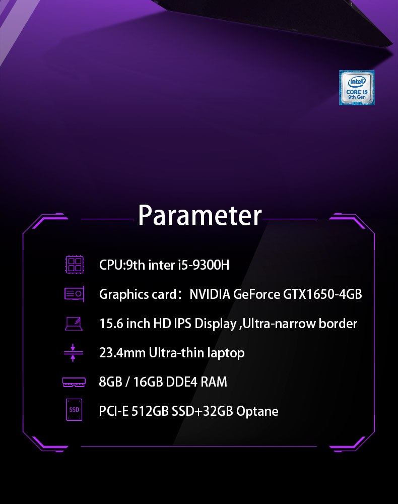 HP Pavilion Gaming 5 Laptop 15.6 Inch I5-9300H GTX1650 4GB Quad Core 8GB 16GB RAM 512GB SSD+32GB Optane Notebook Gaming Laptop