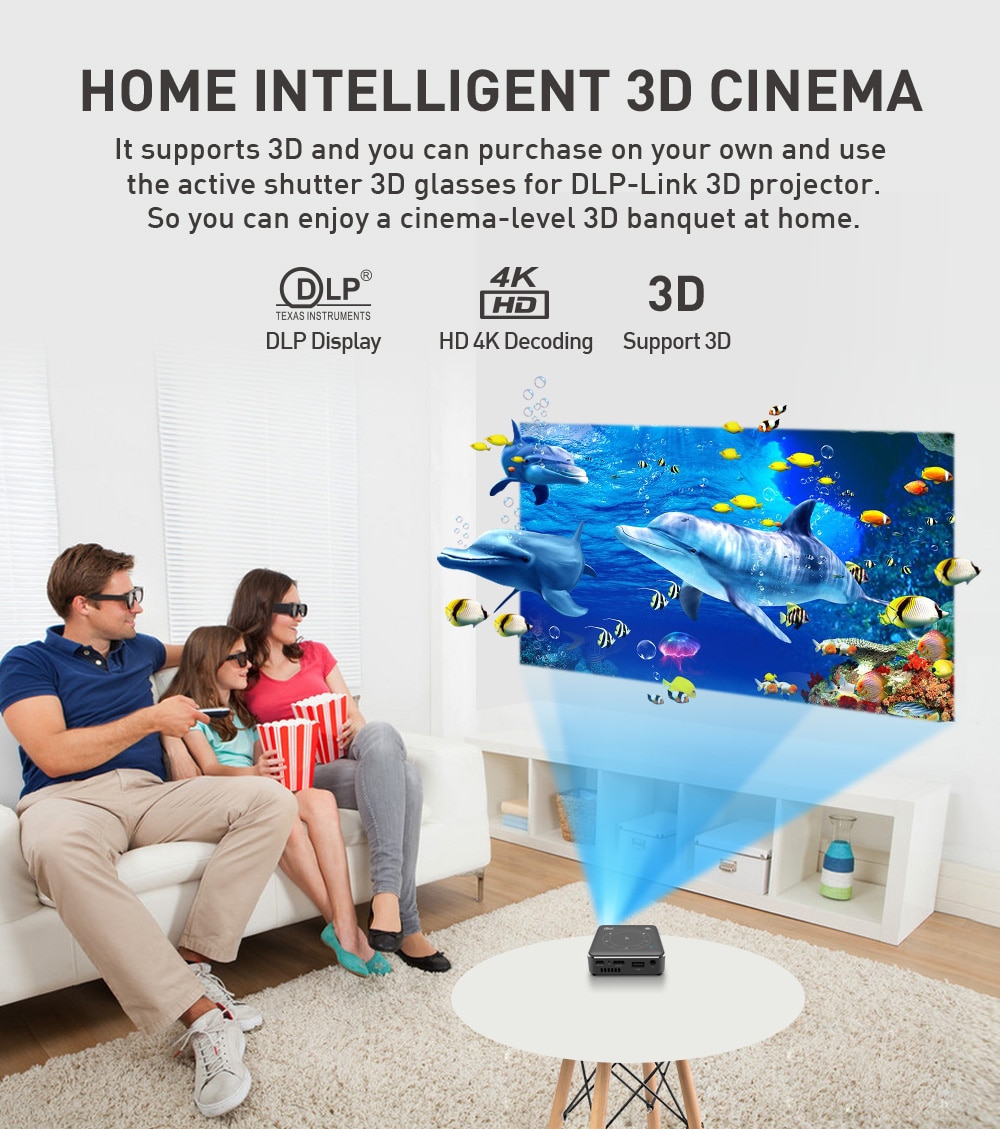 Smartldea P11 Pocket 4K 3D Projector android9.0 2.4G 5G wifi Bluetooth5.0 home proyector 4G RAM 32G ROM option video game beamer