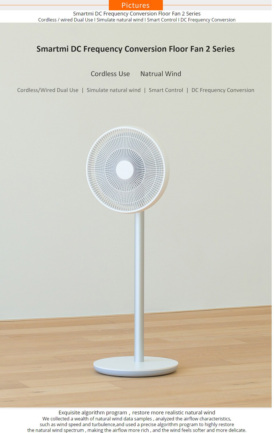Xiaomi Mijia Smartmi Standing Floor Fan 2 / 2S DC Pedestal Fans home Floor rechargeable Portable Air Conditioner Natural Wind