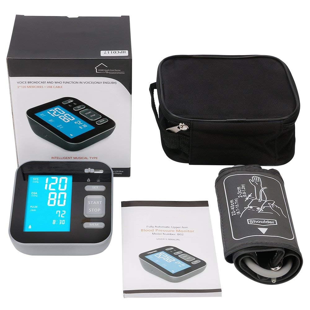 Cigii upper arm Blood pressure Monitor large LED display Blue light health Care home Digital BP tonometer