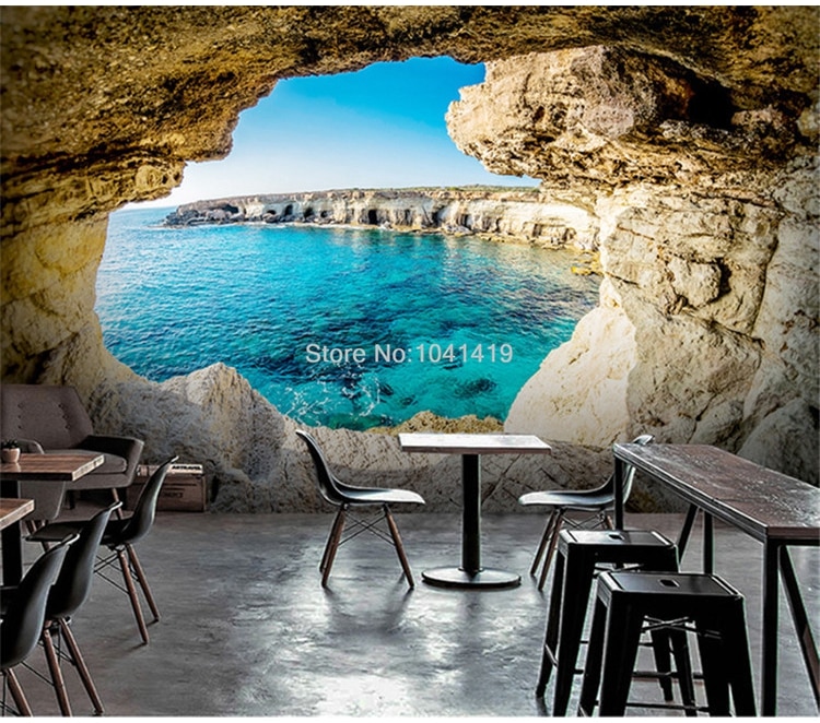 Photo Wallpaper Modern Simple Cave Seascape Nature Mural Living Room Bedroom Interior Decor Wallpaper Space Expansion Wallpapers